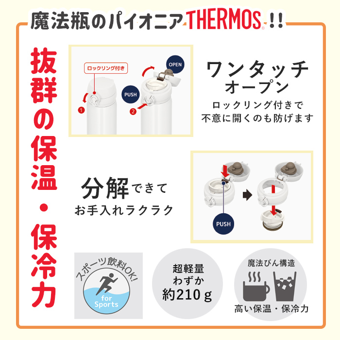 【simple line】 THERMOS イニシャルフラワーデザイン水筒500ml / JNL-S500