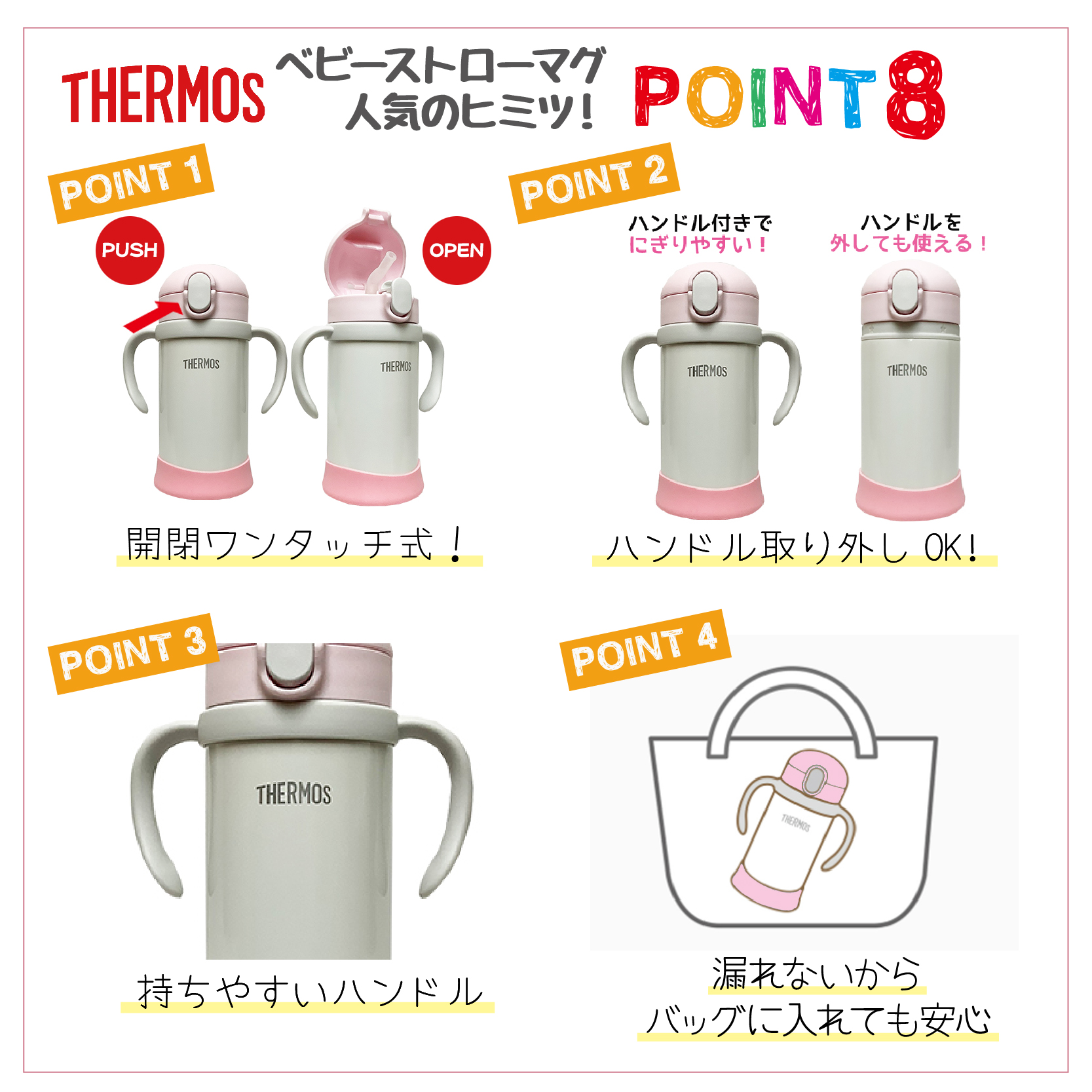 THERMOS くま・ユニコーン 名入れ ベビーストローマグ350ml
