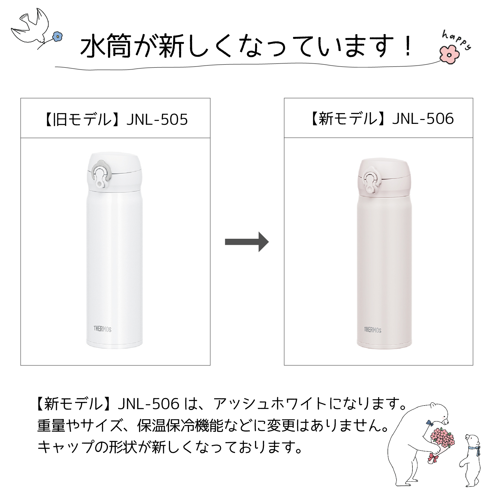 THERMOS<br>水筒 500ml<br>真空断熱ケータイマグ /JNL-505